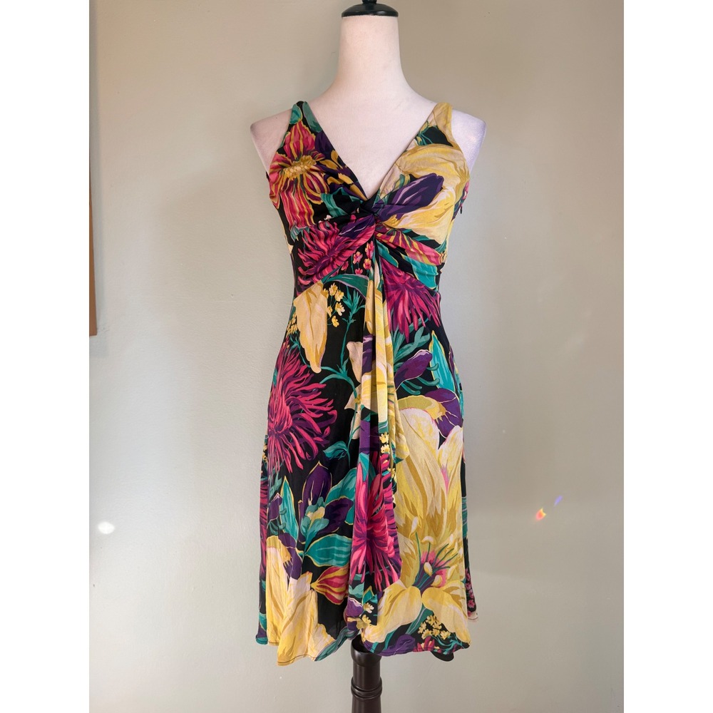 Karen Millen Silk Floral Twist whimsi mini Dress 6 whimsi fairy Y2K pink boho pr